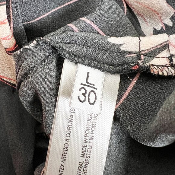 100% Mulberry Silk Wide Leg Jumpsuit Pleated Floral Relaxed Fit & Flare V-Neck - Picture 9 of 12